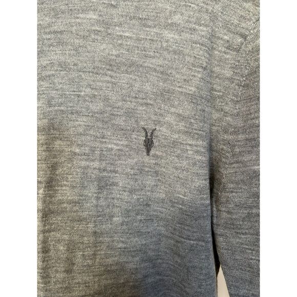 All Saints Mode Merino Wool Knit Sweater Mens Small Crew Neck Gray Soft - Picture 3 of 4